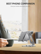 Nulaxy Rotatable Cell Phone Stand, Fully Adjustable Foldable Desktop Phone - Image 7