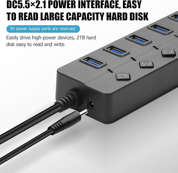 90 Degree USB Hub Splitter YACSEJAO USB 2.0 Data Hub - Image 5