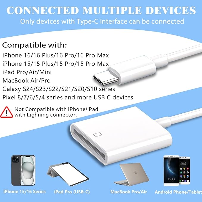 iPhone SD Card Reader USB C, Digital Camera Adapter iPhone 16, Trail Camera SD - Image 5