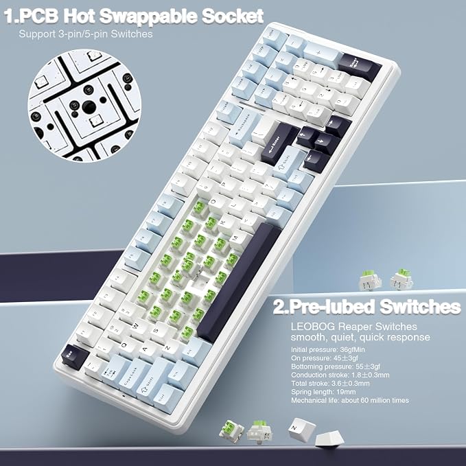 AULA F99 Wireless Mechanical Keyboard, Hot Swappable Custom Keyboard, Pre-lubed - Image 5