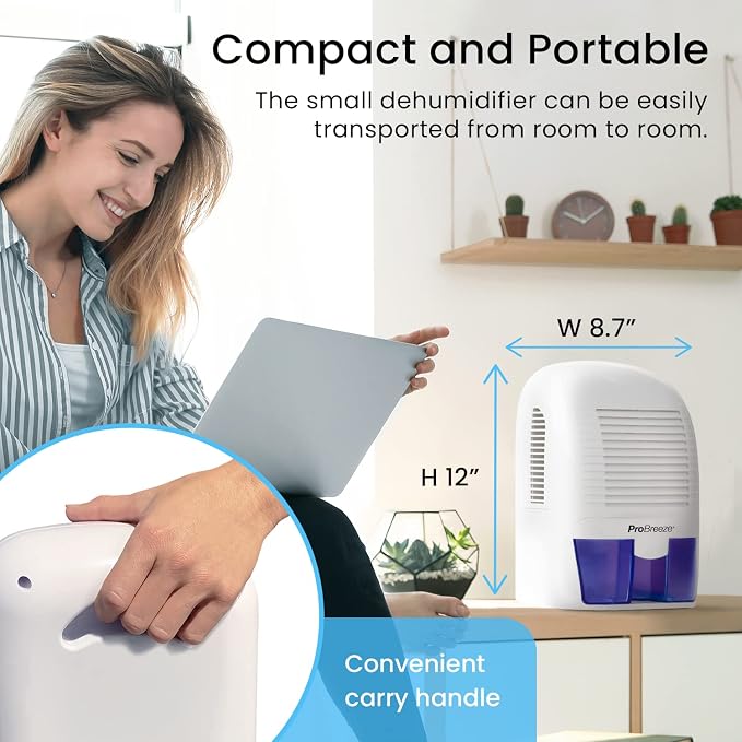 Pro Breeze Electric Mini Dehumidifier, 2200 Cubic Feet, Compact and Portable - Image 7