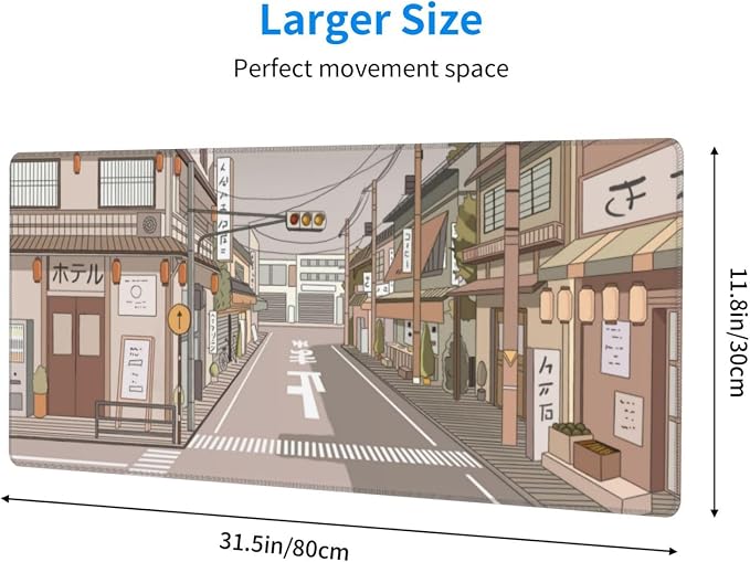 Tokyo Street Anime Kawaii Large Gaming Mousepad XXL Beige Cute Desktop Laptop - Image 2