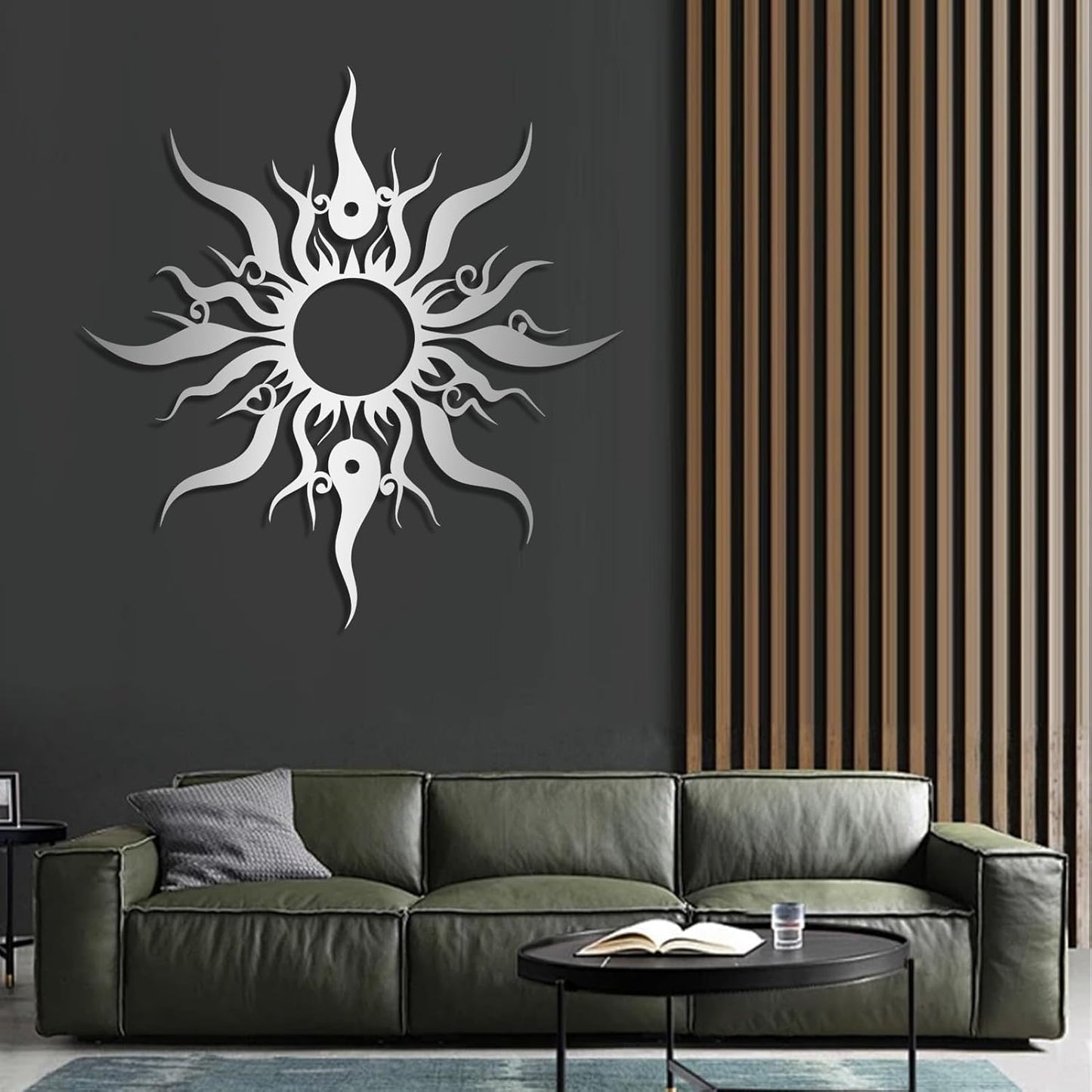 Hotuijxca Metal Wacky Sun Wall Art, Wacky Sun Metal Decor for Livingroom, Bedroom (Black, 24"x23"/60x58cm, metal wall art)