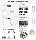Temdan for Travel Vacation Essentials, 3 in 2 USB C Cable for Apple Watch - Image 2
