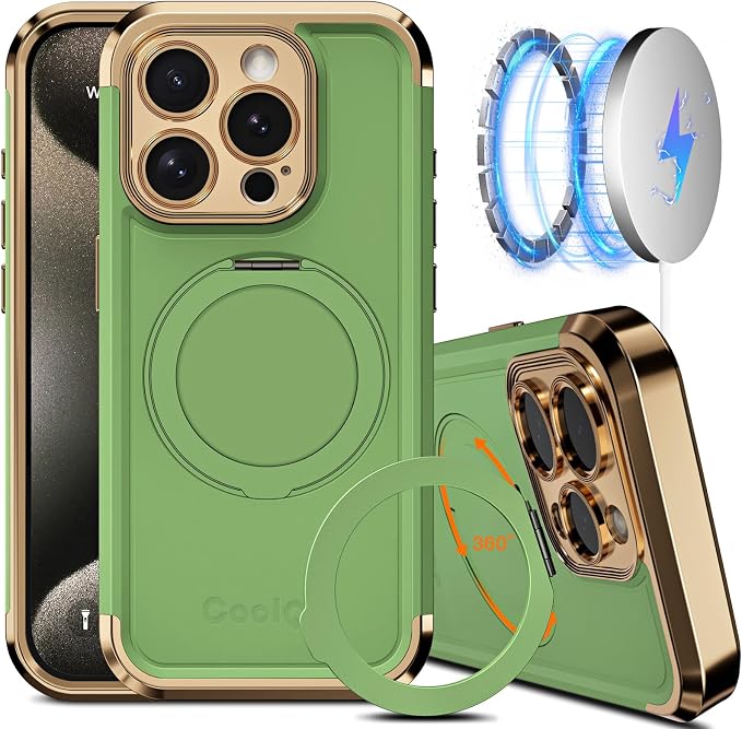 COOLQO for iPhone 15 Pro Max Case 6.7'' Upgraded 360° Spin Magnetic Stand by COOLQO