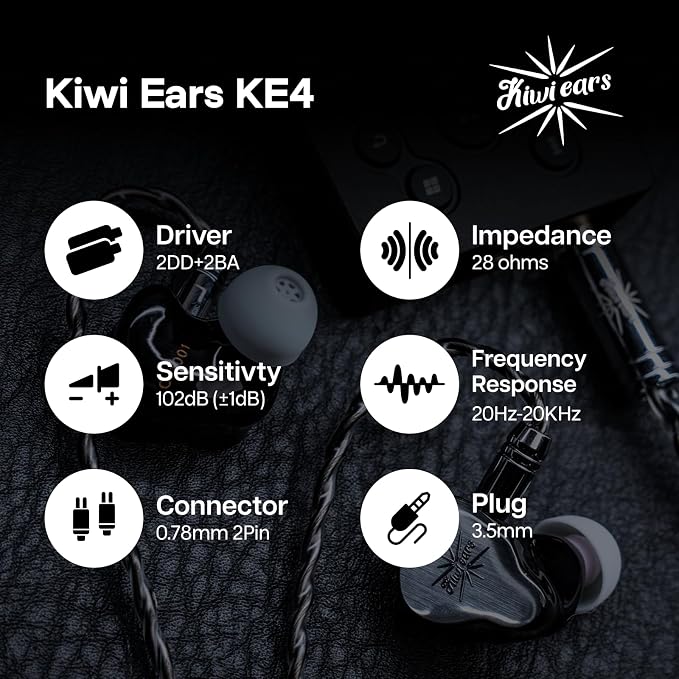 Linsoul Kiwi Ears KE4 in Ear Monitor, 2DD+2BA Hybrid Earphone, Gaming Earbuds - Image 7