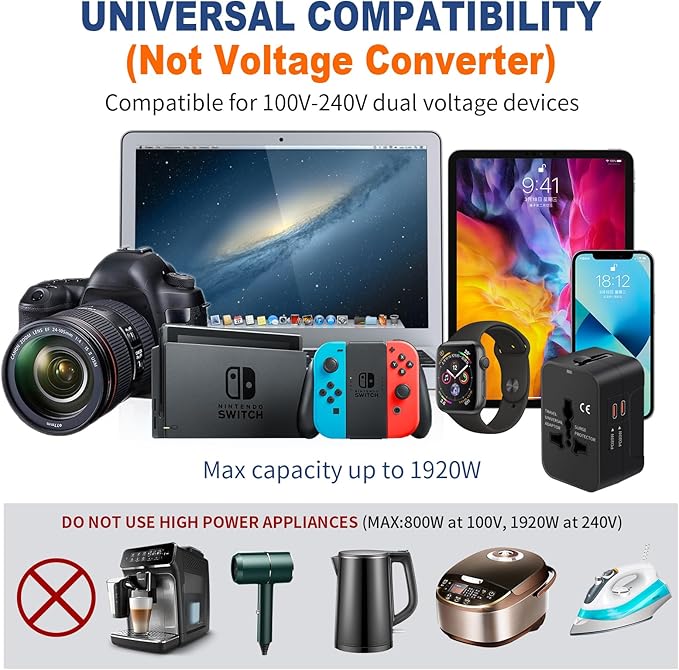 Universal Travel Adapter Fast Charger, All in One Plug Adapter - Image 7
