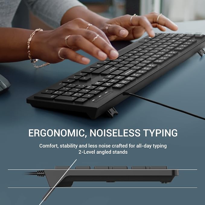 Computer Keyboard Wired, Plug Play USB Keyboard, Low Profile Chiclet Keys - Image 6
