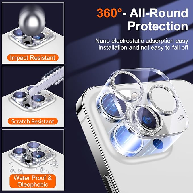 UniqueMe 3 Pack Compatible for iPhone 14 Pro Max/iPhone 14 Pro Camera Lens - Image 3