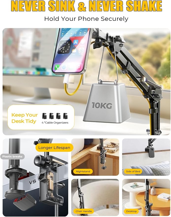 LISEN Gooseneck Phone Holder for Bed Magsafe Phone Stand for iPhone 16 15 Stand - Image 6