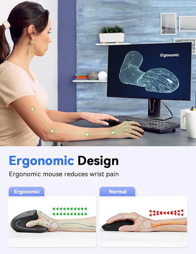 TECKNET 2.4G Ergonomic Mouse Vertical Wireless - Image 2