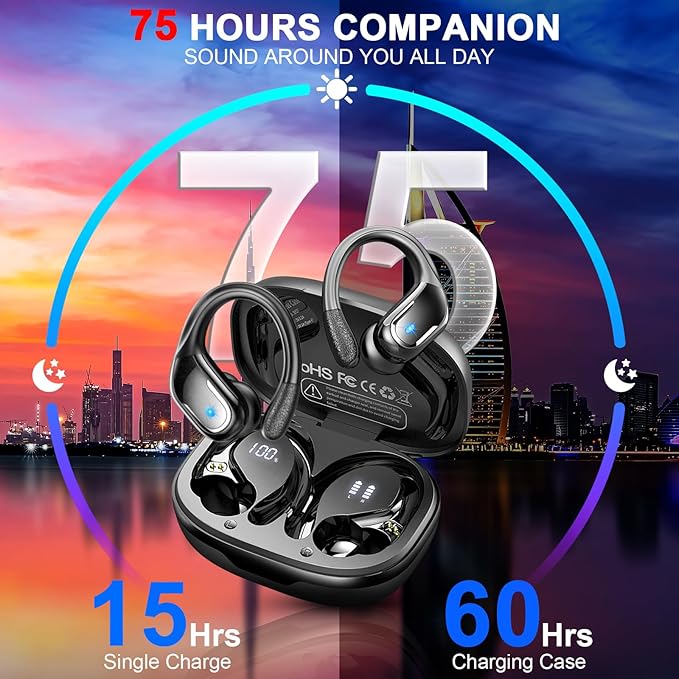 Wireless Earbud, 75Hrs Bluetooth 5.4 Headphones IP7 Waterproof - Image 2