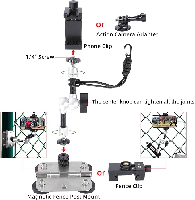 Magnetic Phone Fence Post Mount + Fence Clip Kit - Image 2
