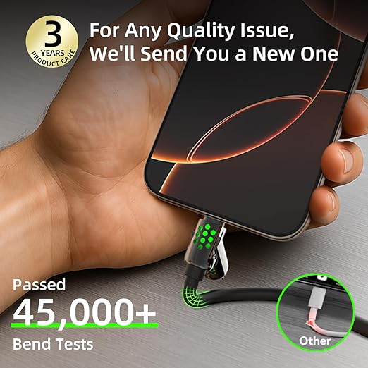 MFish 4-in-1 USB C Charging Cable, 6.6Ft Type C to Type C Cable, 240W Fast - Image 5
