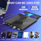 External CD/DVD Drive for Laptop, Ultra Slim CD Burner USB 3.0 Hub - Image 3