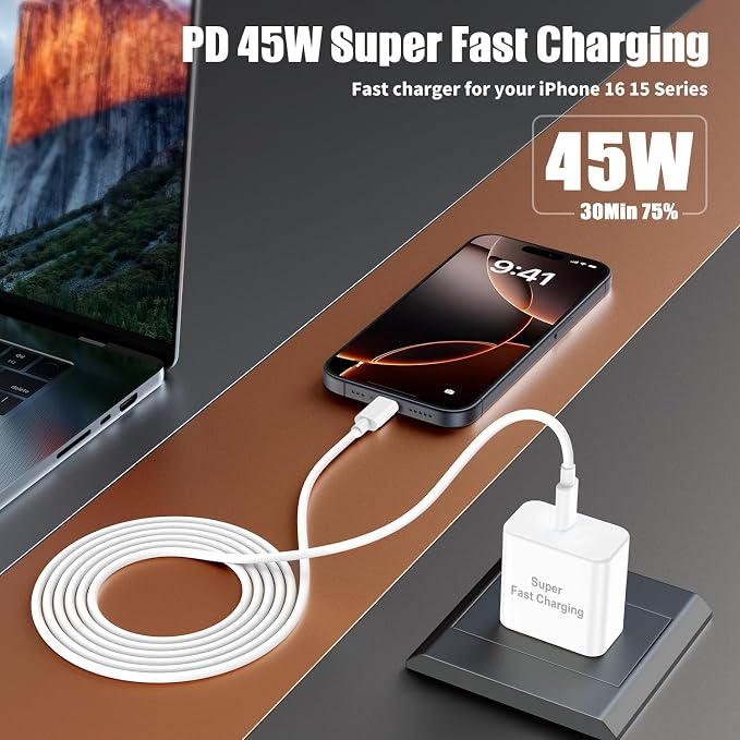 iPhone 16 Pro Max Charger Fast Charging, 45W Super Fast USB C Chargers - Image 2