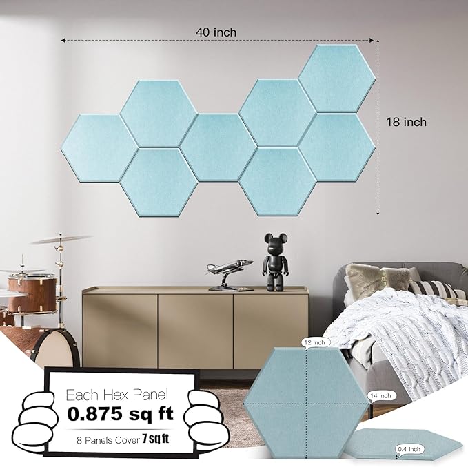 Mollywell Hexagon Acoustic Panels, High Density, Soundproofing, Decorative - Image 4