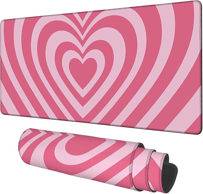 Gaming Desk Pad Large Extra Length Retro Style Hearts Mouse Pad Keyboard Laptop by Unknown