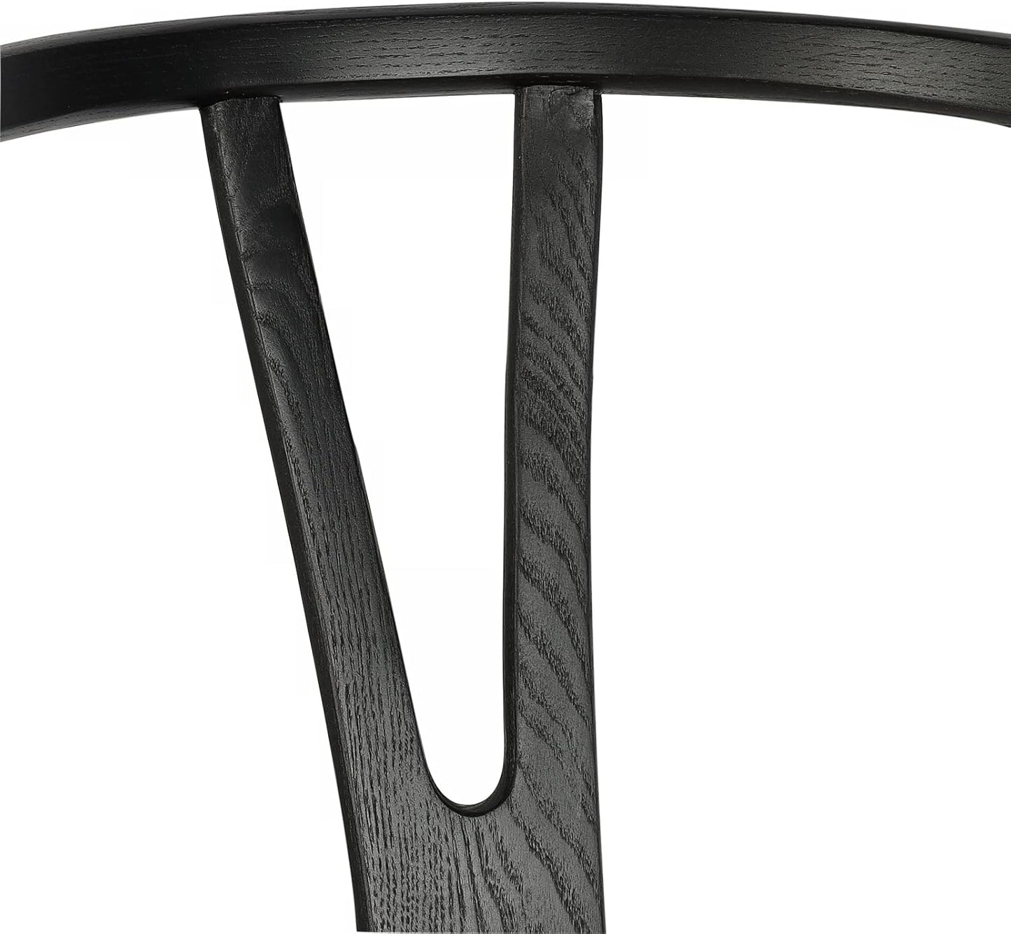 Tomile Solid Wood Wishbone Chair Y Chair Mid-Century Armrest Dining Chair, Hemp Seat (Ash-Black Frame + Natural Cord)