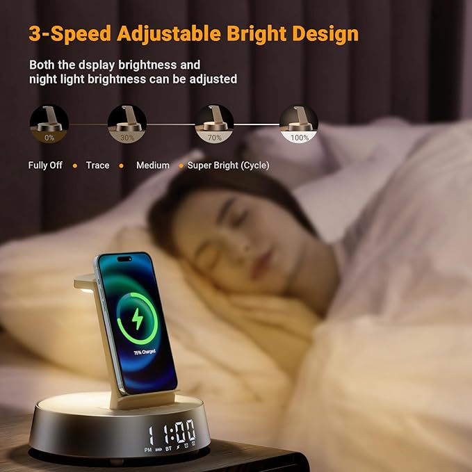 Alarm Clock with Wireless Charging Station, Clock - Image 7