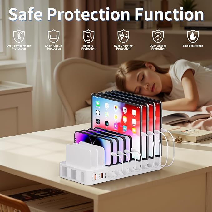 60W Charging Station for Multiple Devices, 10-Port USB Fast Charging Station - Image 3