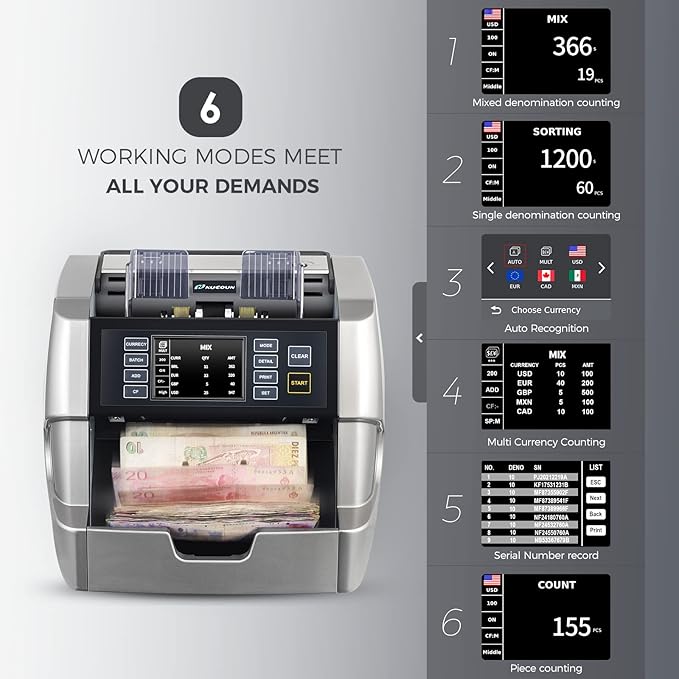NUCOUN VC-7 Bank Grade Money Counter Machine Mixed Denomination, Value Counting - Image 3