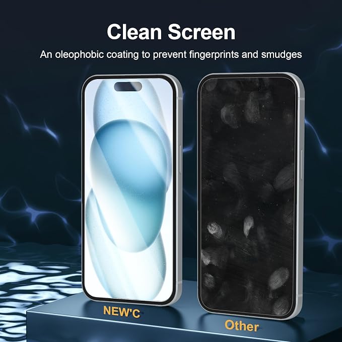 NEW'C 3 Pack Designed for iPhone 16, iPhone 15 Screen Protector, Enhanced - Image 5