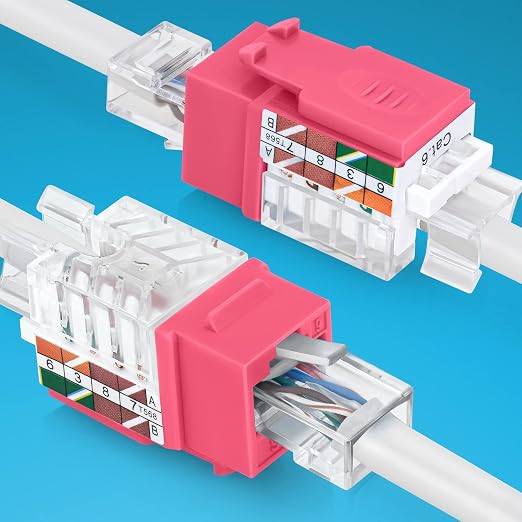 Everest 45° Angled RJ45 Cat6 Keystone Jacks 50-Pack in Pink - Image 8