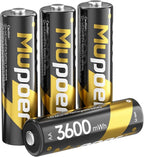 Mupoer Rechargeable AA Batteries 4 Count, Lithium Batteries Aa 1.5V 3600mWh by Mupoer