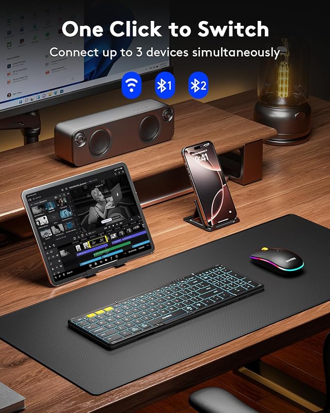 Samsers Foldable Keyboard and Mouse, Folding Bluetooth Keyboard Mouse Combo - Image 3