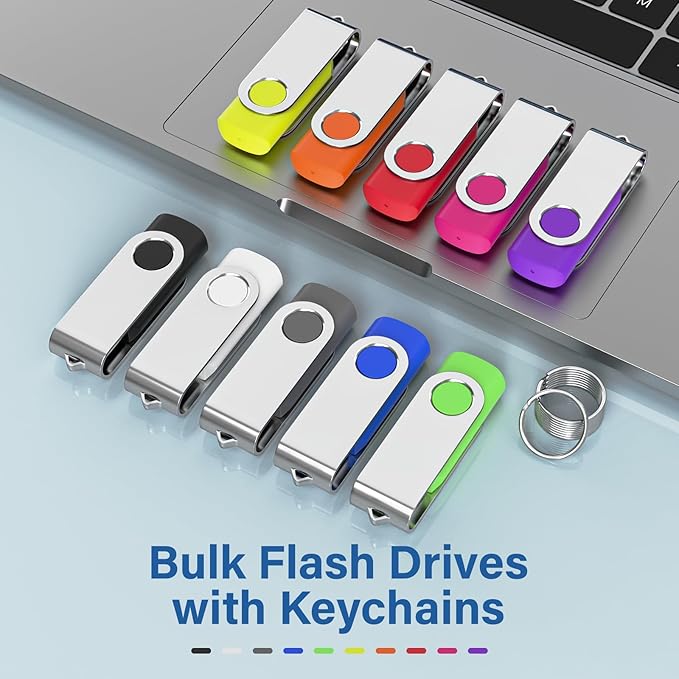 Flash Drives 16GB 20 Pack with Keychains, Swivel USB 2.0 Thumb Drives Bulk USB - Image 6