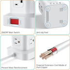 PD20W Power Strip Tower Surge Protector, 16.5FT Extension Cord, Power Strip - Image 6