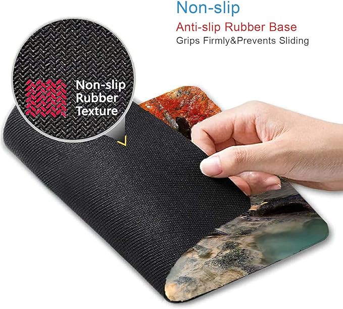 Deep Forest Waterfall Mouse Pad, Non-Slip Rubber Base Wireless Gaming MousePads - Image 3