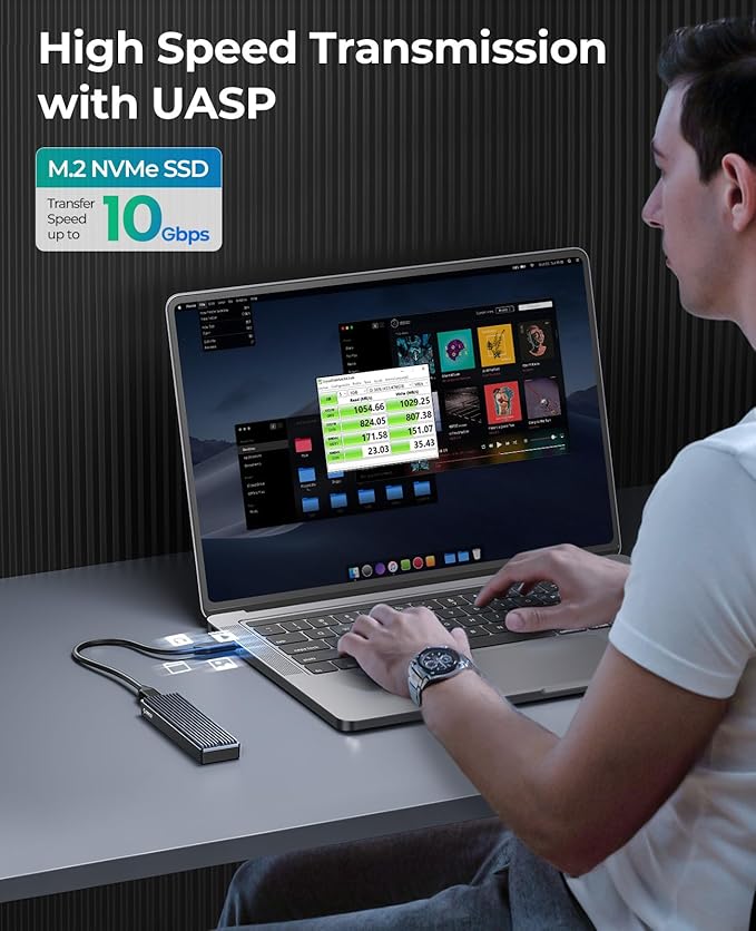 ORICO M.2 NVMe SSD Enclosure, USB 3.1 Gen 2 PCIe External Adapter NVMe Case - Image 2