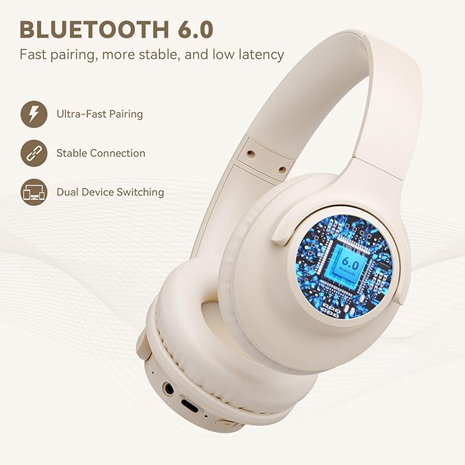 KVIDIO Bluetooth Headphones Over Ear, 65 Hours Wireless Headphones - Image 5