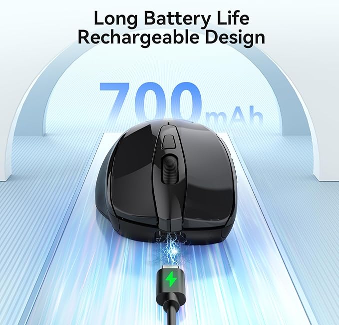 TECKNET Rechargeable Jiggler Wireless Mouse 4800 DPI Silent USB A & Bluetooth - Image 5
