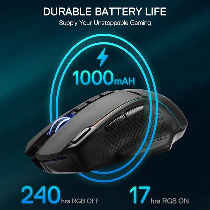 Redragon M991 Wireless Gaming Mouse, 26000 DPI 3-Mode Gamer Mice w/Rapid Fire - Image 5