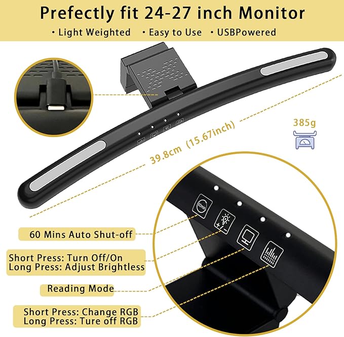 Curved Monitor Light Bar for 24-27 Inch Curved Screens Light Bar - Image 2
