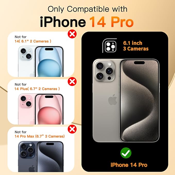 COOLQO for iPhone 14 Pro Case 6.1'' Upgraded 360° Spin Magnetic Stand - Image 2
