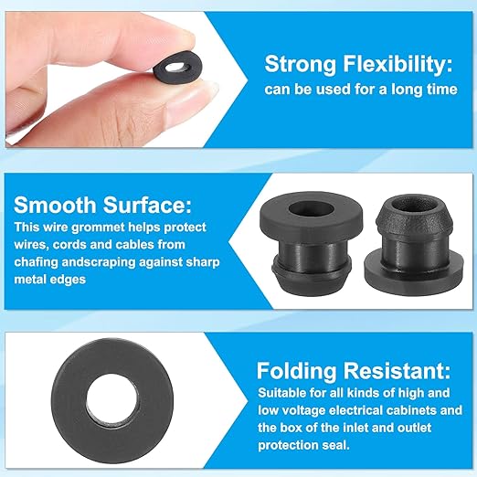 PATIKIL 8mm / 5/16 Inch Drill Hole, 1/4 Inch ID Rubber Grommets - Image 3