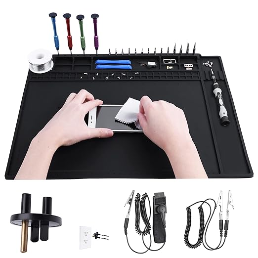 Anti Static Mat Includes ESD Wristband and Grounding Wire and Grounding Plug by HPFIX
