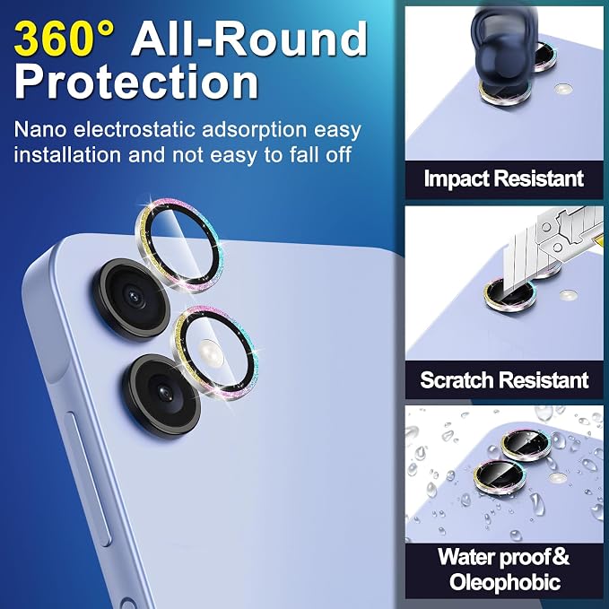 for Samsung Galaxy A06 Camera Lens Protector, Individual Metal Ring Tempered - Image 3