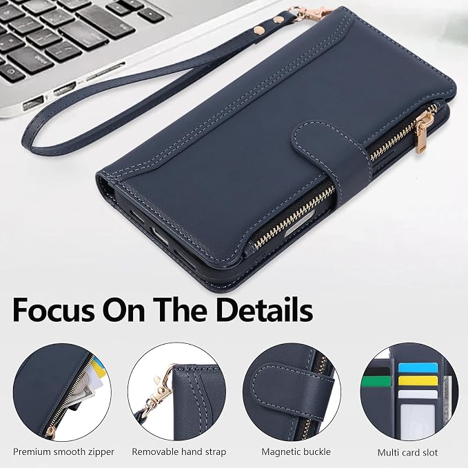 Compatible with iPhone 14 Pro Wallet Phone Case-PU Leather Magnetic Flip Cover - Image 5