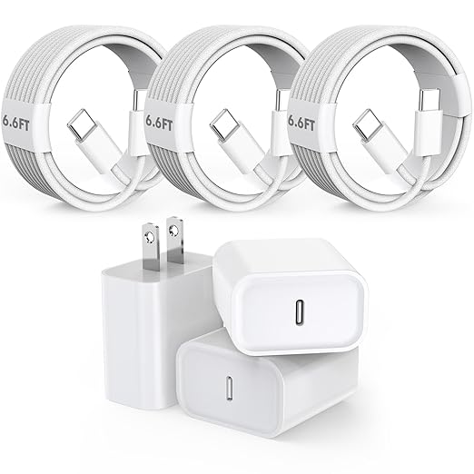iPhone 16 15 Pro Charger Fast Charging, 20W Fast USB C Charger Block 3Pack USBC by Kruidvat