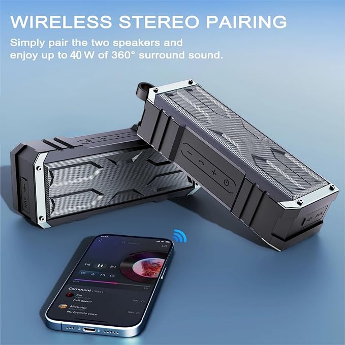 comiso Bluetooth Speaker, 5.3 Rugged Portable Speaker - Image 4