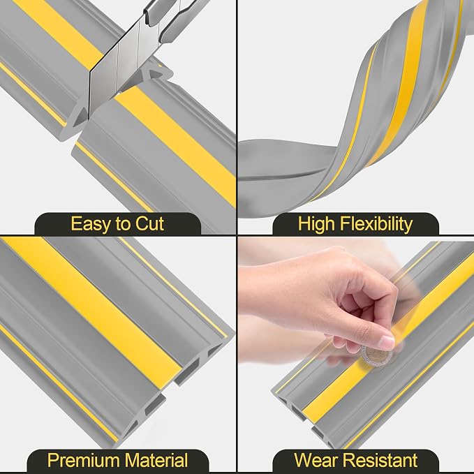 MYFAMIREA 6.5FT Floor Cord Cover Heavy Duty Cable Cover Protector 3 Channels - Image 4
