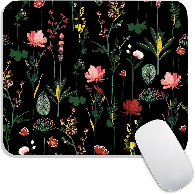 Square Mouse Pad Blooming Botanical Flowers, Personalized Premium-Textured by Armanza
