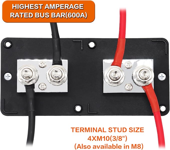 600A 48V Bus Bar Box 4 Stud M10 High Current Tin Plated Copper Distribution - Image 4