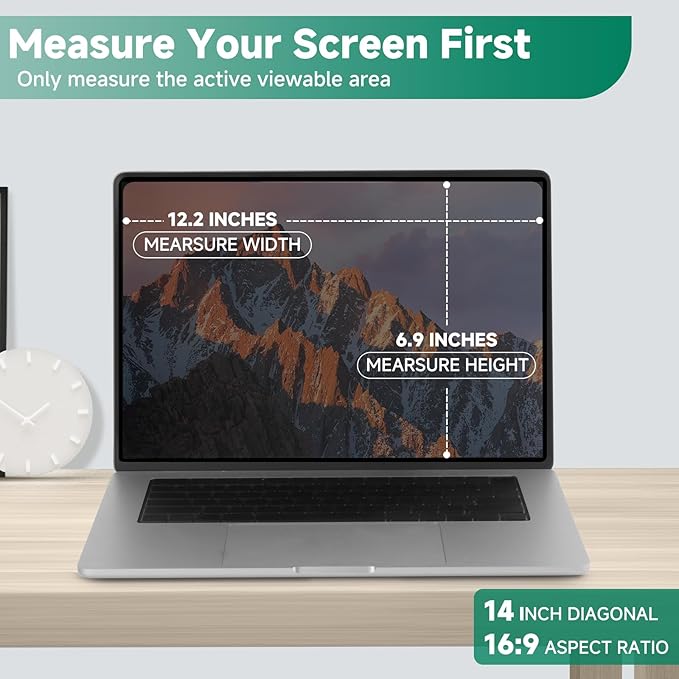 Nano-Suction Laptop Privacy Screen 14 Inch 16:9, Removale Screen Privacy Shield - Image 2
