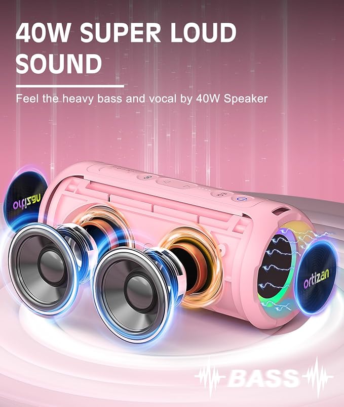 Ortizan Bluetooth Speakers, Portable Wireless Stereo Speaker - Image 2